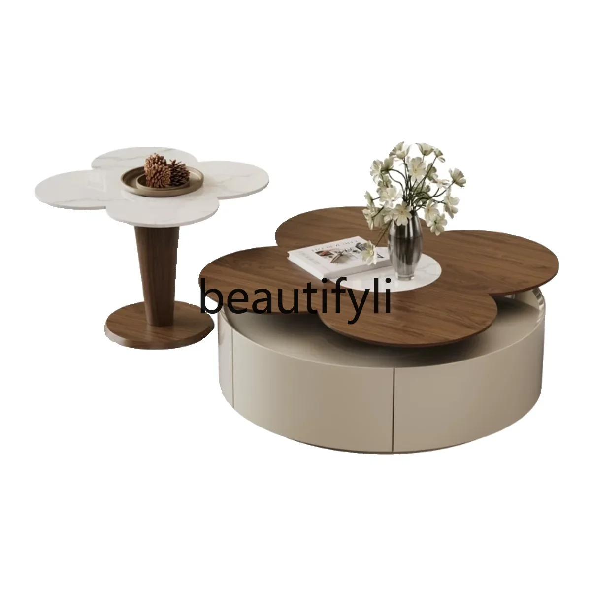 2025Slate coffee table Italian minimalist flower four-leaf clover rotatable round coffee table
2025Slate coffee table Italian minimalist flower four-leaf clover rotatable round coffee table