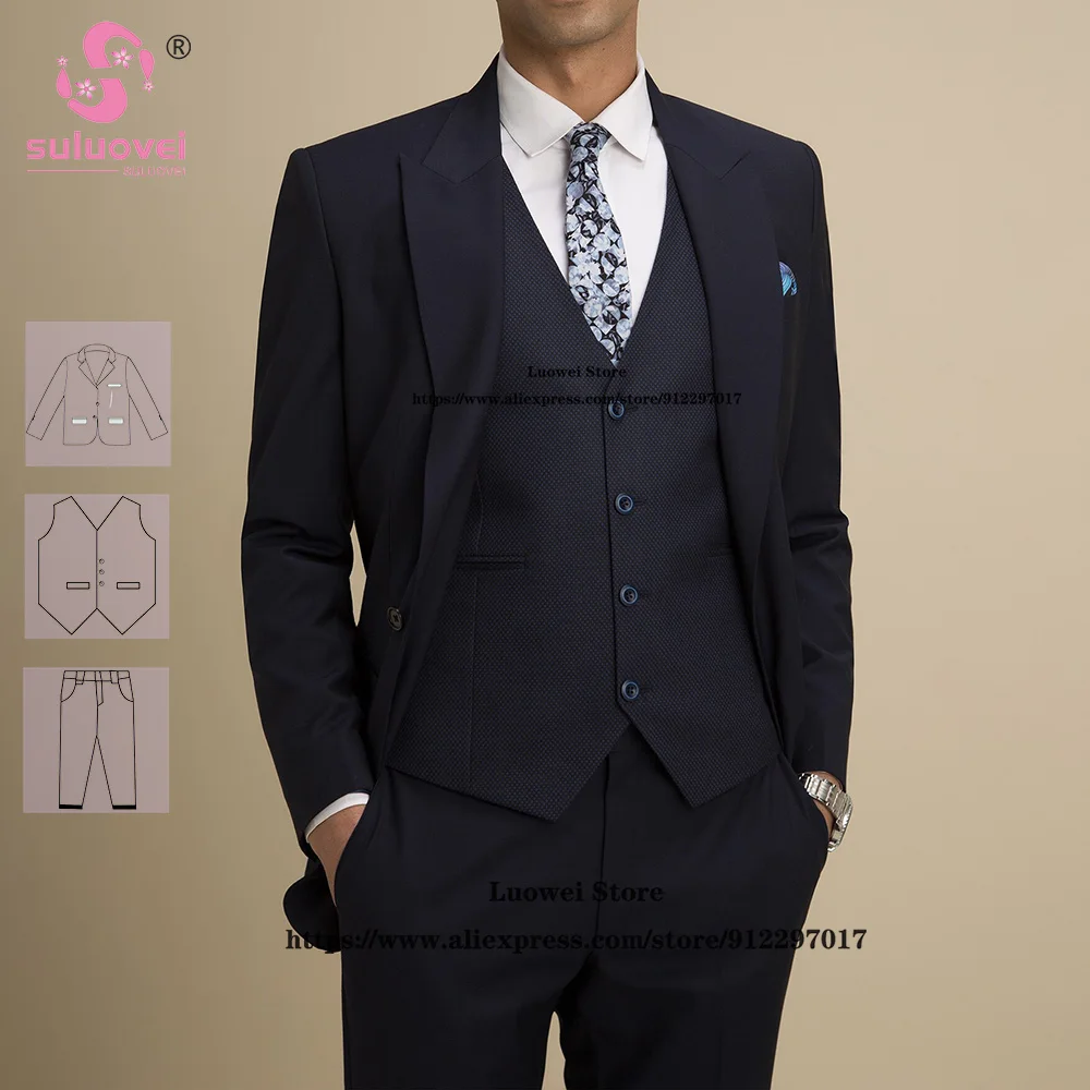 Classic Slim Fit Suits For Men Elegant 3 PCS Jacket Vest Pants Set Formal Groom Wedding Peaked Lapel Tuxedo Male Business Blazer
Classic Slim Fit Suits For Men Elegant 3 PCS Jacket Vest Pants Set Formal Groom Wedding Peaked Lapel Tuxedo Male Business Blazer