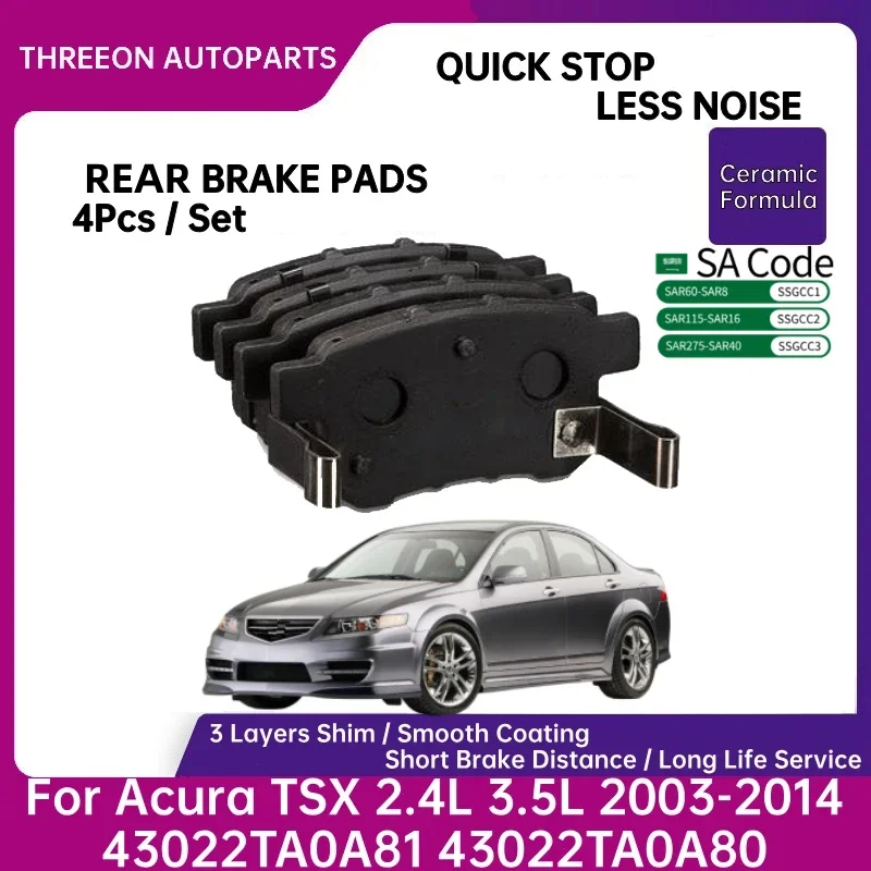 THREEON Ceramic Rear Brake Pads Set For Acura TSX 2.4L 3.5L 2003-2014 43022TA0A80 43022TA0A81 ACCORD 8 9
THREEON Ceramic Rear Brake Pads Set For Acura TSX 2.4L 3.5L 2003-2014 43022TA0A80 43022TA0A81 ACCORD 8 9