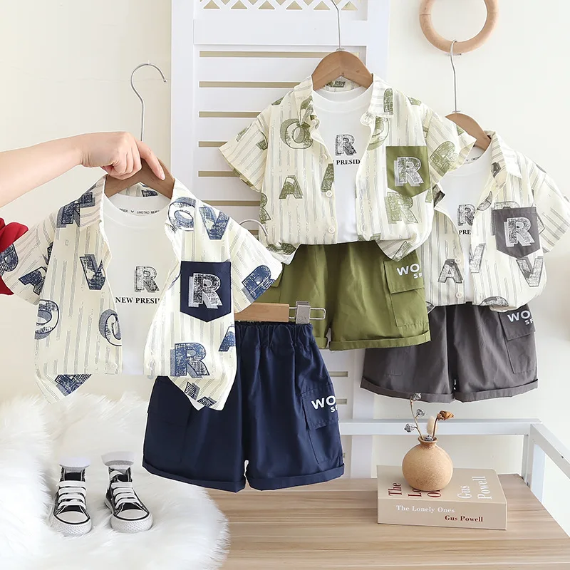 2026 Summer Baby Boy 3PCS Casual Outfit Letter Print Short Sleeve Shirt & Tee with Shorts Set for Kids Daily Wear
2026 Summer Baby Boy 3PCS Casual Outfit Letter Print Short Sleeve Shirt & Tee with Shorts Set for Kids Daily Wear