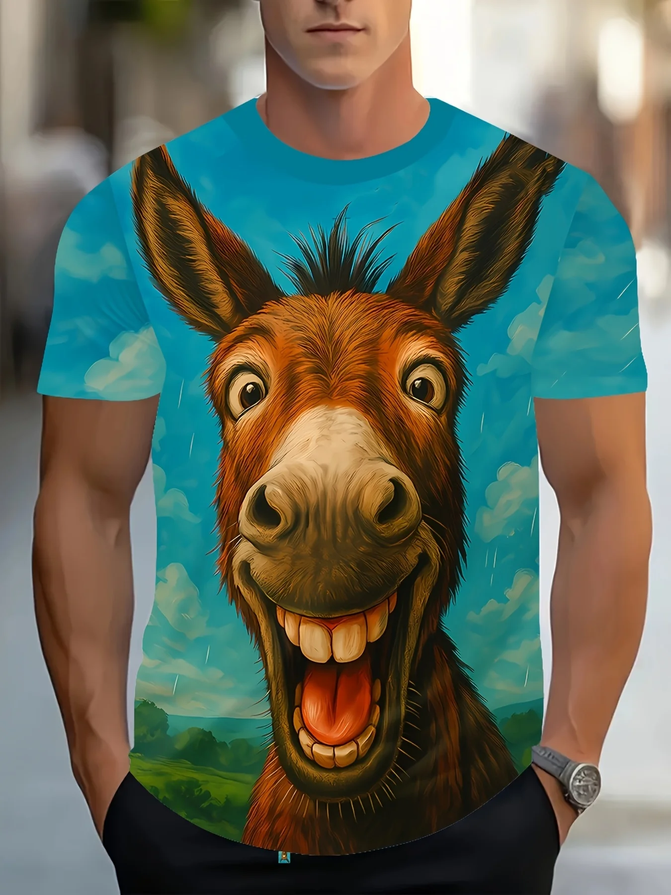 Men'S 3D Printed Polyester T-Shirt – Hilarious Grinning Donkey Graphic,Cartoonish Big Smile & Goofy Eye Detail,Short Sleeve
Men'S 3D Printed Polyester T-Shirt – Hilarious Grinning Donkey Graphic,Cartoonish Big Smile & Goofy Eye Detail,Short Sleeve