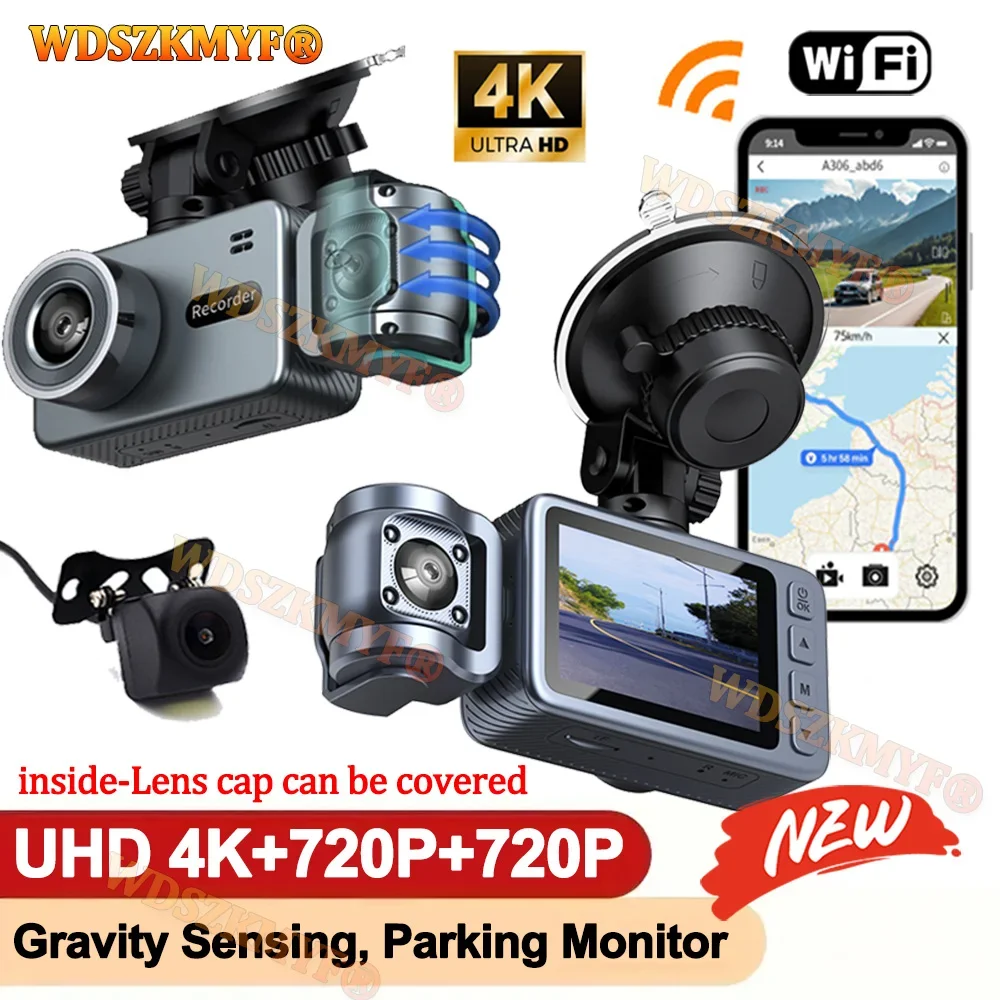 4K Car Dash Cam WIFI Video Recorder 3 Channels Car DVR 24H Parking Monitor With Rear View Night Vision Black Box Car accessories
4K Car Dash Cam WIFI Video Recorder 3 Channels Car DVR 24H Parking Monitor With Rear View Night Vision Black Box Car accessories