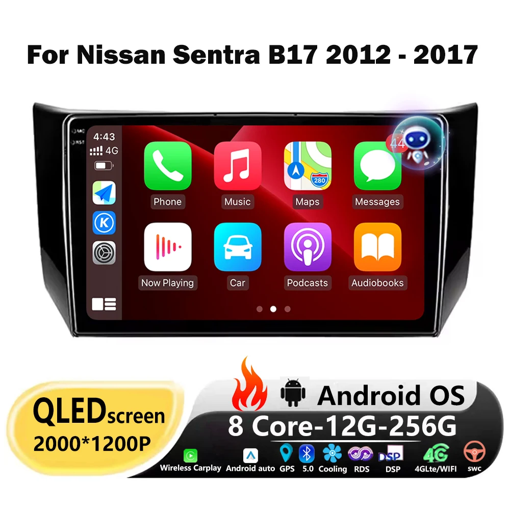 Для Nissan Sentra B17 2012-2017 Автомобильный радиоприемник Мультимедийный видеоплеер Навигация Android Auto без 2din Беспроводной Carplay BT Инструменты 
Для Nissan Sentra B17 2012-2017 Автомобильный радиоприемник Мультимедийный видеоплеер Навигация Android Auto без 2din Беспроводной Carplay BT Инструменты