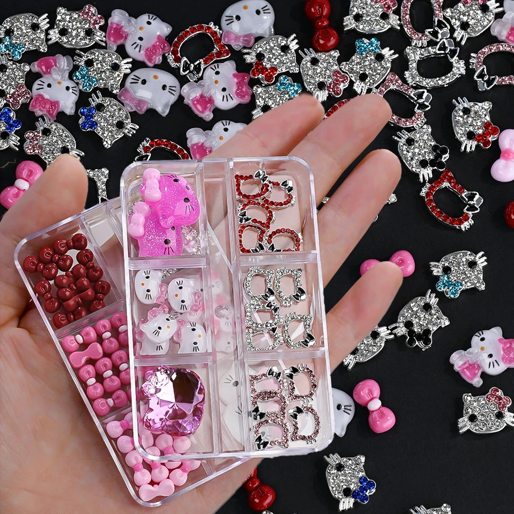 6Grids New Mixed Hello Kitty Nail Art Rhinestone 3D Kawaii Luxury Full Diamond Hellokitty Bow Nail Charms for Women DIY Nail Dec
6Grids New Mixed Hello Kitty Nail Art Rhinestone 3D Kawaii Luxury Full Diamond Hellokitty Bow Nail Charms for Women DIY Nail Dec