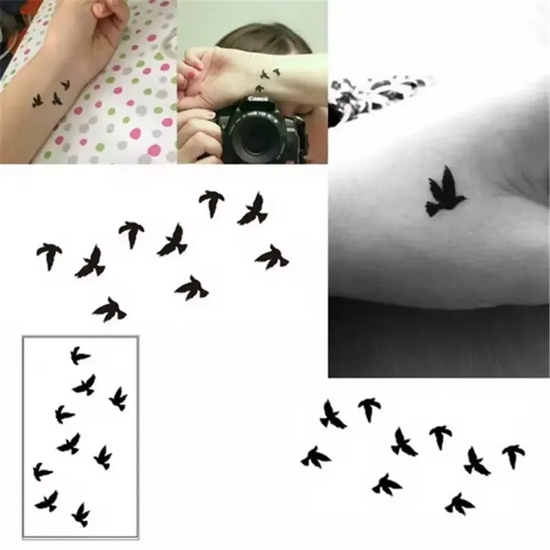 5/10pcs/lot Women Sexy Finger Wrist Flash Fake Tattoo Stickers Liberty Small Birds Fly Design Waterproof Temporary Sticker
5/10pcs/lot Women Sexy Finger Wrist Flash Fake Tattoo Stickers Liberty Small Birds Fly Design Waterproof Temporary Sticker