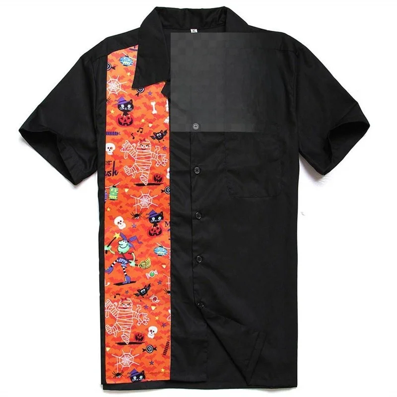 Orange Halloween Witch Bat Print Men's Shirt Single Cotton PU Leather Short Sleeve Special Wide Fit Casual Shirt for Men
Orange Halloween Witch Bat Print Men's Shirt Single Cotton PU Leather Short Sleeve Special Wide Fit Casual Shirt for Men
