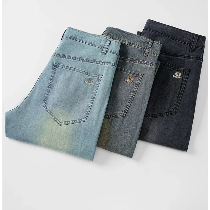 Summer New Business Casual Ice Silk Jeans Fashion Men's Straight Versatile Denim Pants Lyocell Fabric Ice Y2K Thin Elastic Jean
Summer New Business Casual Ice Silk Jeans Fashion Men's Straight Versatile Denim Pants Lyocell Fabric Ice Y2K Thin Elastic Jean