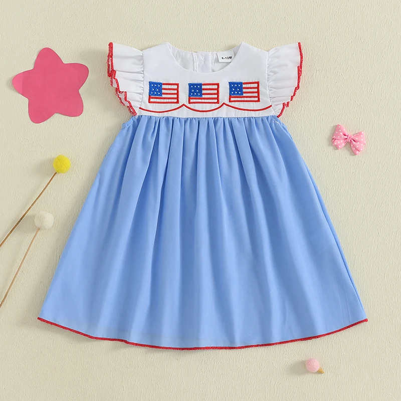 Toddler Girls Dress 4th of July Clothes Flag Embroidered Round Neck Fly Sleeve Casual Dress Kids Summer Dress
Toddler Girls Dress 4th of July Clothes Flag Embroidered Round Neck Fly Sleeve Casual Dress Kids Summer Dress