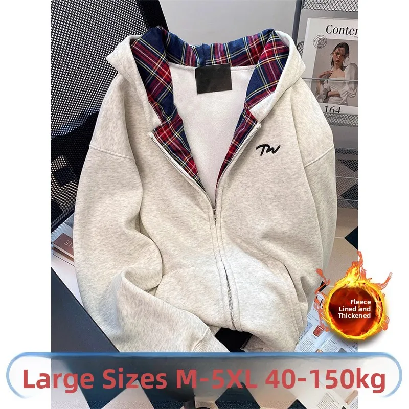 Свободная клетчатая толстовка с капюшоном, женская куртка больших размеров, осенне-зимняя верхняя одежда, толстовка на молнии, модная брендовая белая повседневная одежда
Свободная клетчатая толстовка с капюшоном, женская куртка больших размеров, осенне-зимняя верхняя одежда, толстовка на молнии, модная брендовая белая повседневная одежда