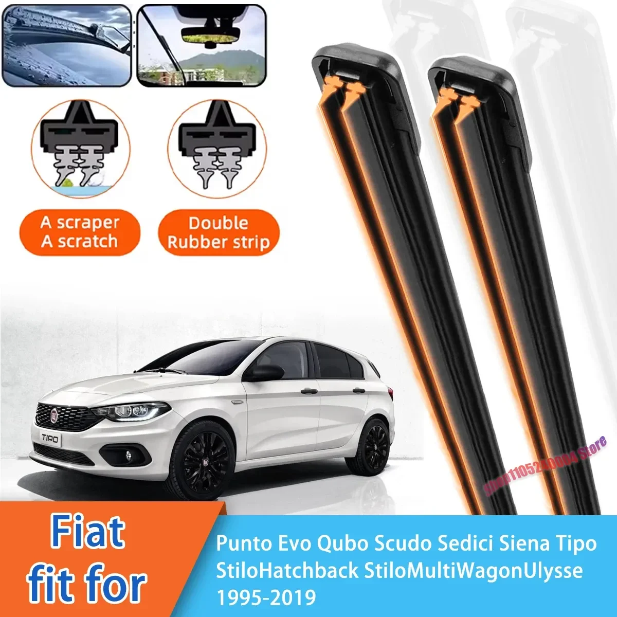 OE Style Double Rubber Front Windscreen Wipers Replacement For Fiat Punto Evo Qubo Scudo Sedici Siena Stilo Tipo 356
OE Style Double Rubber Front Windscreen Wipers Replacement For Fiat Punto Evo Qubo Scudo Sedici Siena Stilo Tipo 356