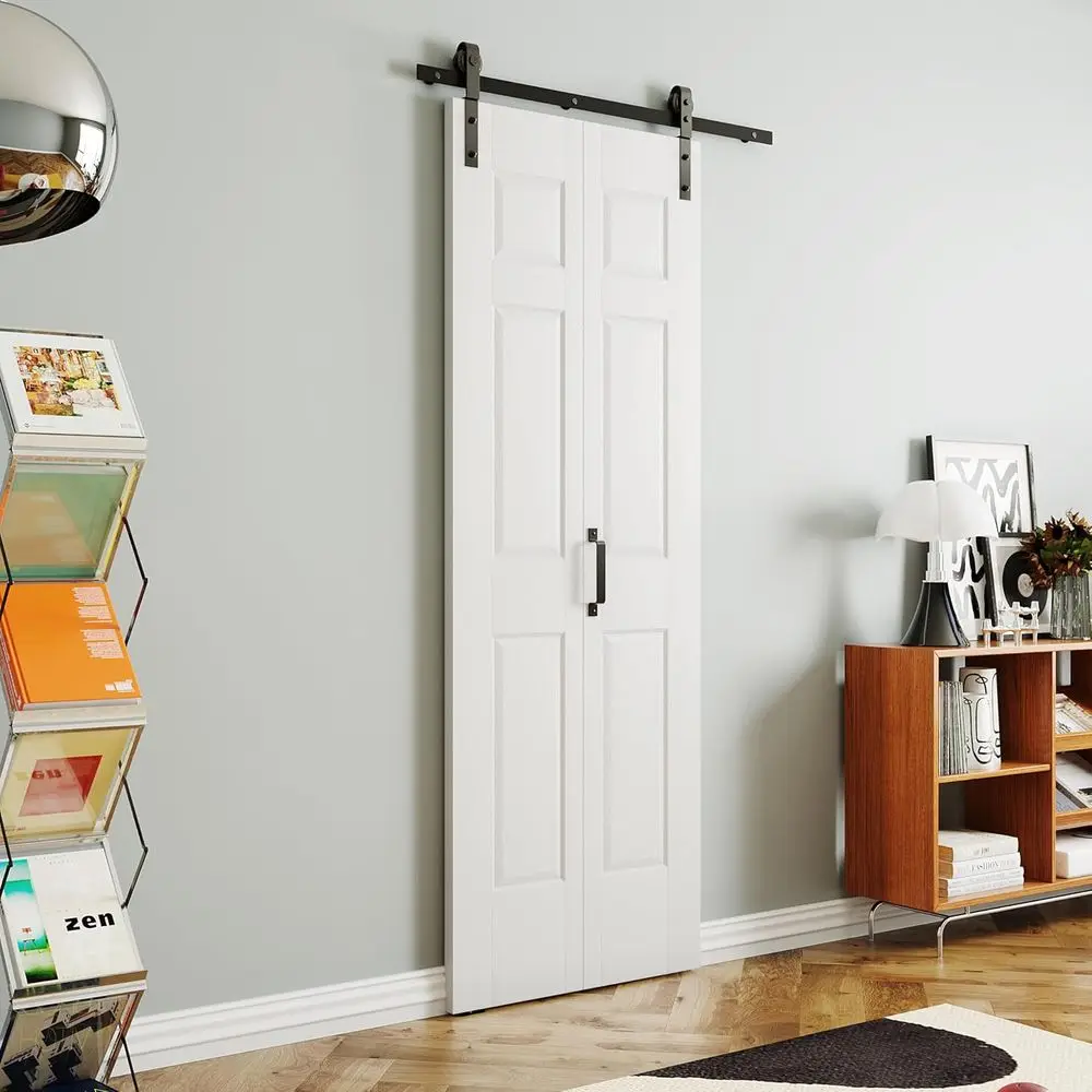 White MDF 6-Panel Bi-Fold Sliding Barn Door, 30 x 84 with Hardware Kit, Pre-drilled for 2 Doors, 2.83FT Track
White MDF 6-Panel Bi-Fold Sliding Barn Door, 30 x 84 with Hardware Kit, Pre-drilled for 2 Doors, 2.83FT Track