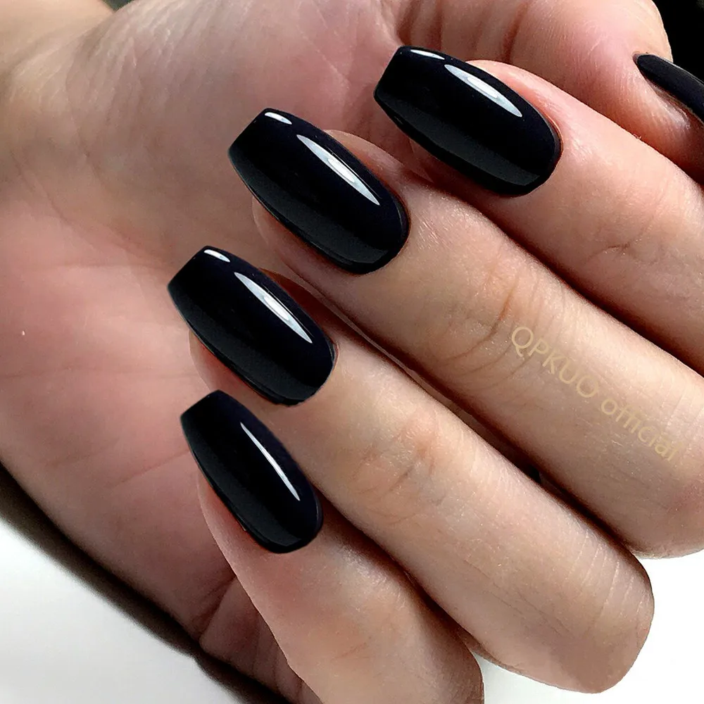 24Pcs Shiny Black Short Ballerina Coffin Fake Nails With Jelly Glue Artificial Press On False Nails DIY Finger Manicure Tool
24Pcs Shiny Black Short Ballerina Coffin Fake Nails With Jelly Glue Artificial Press On False Nails DIY Finger Manicure Tool