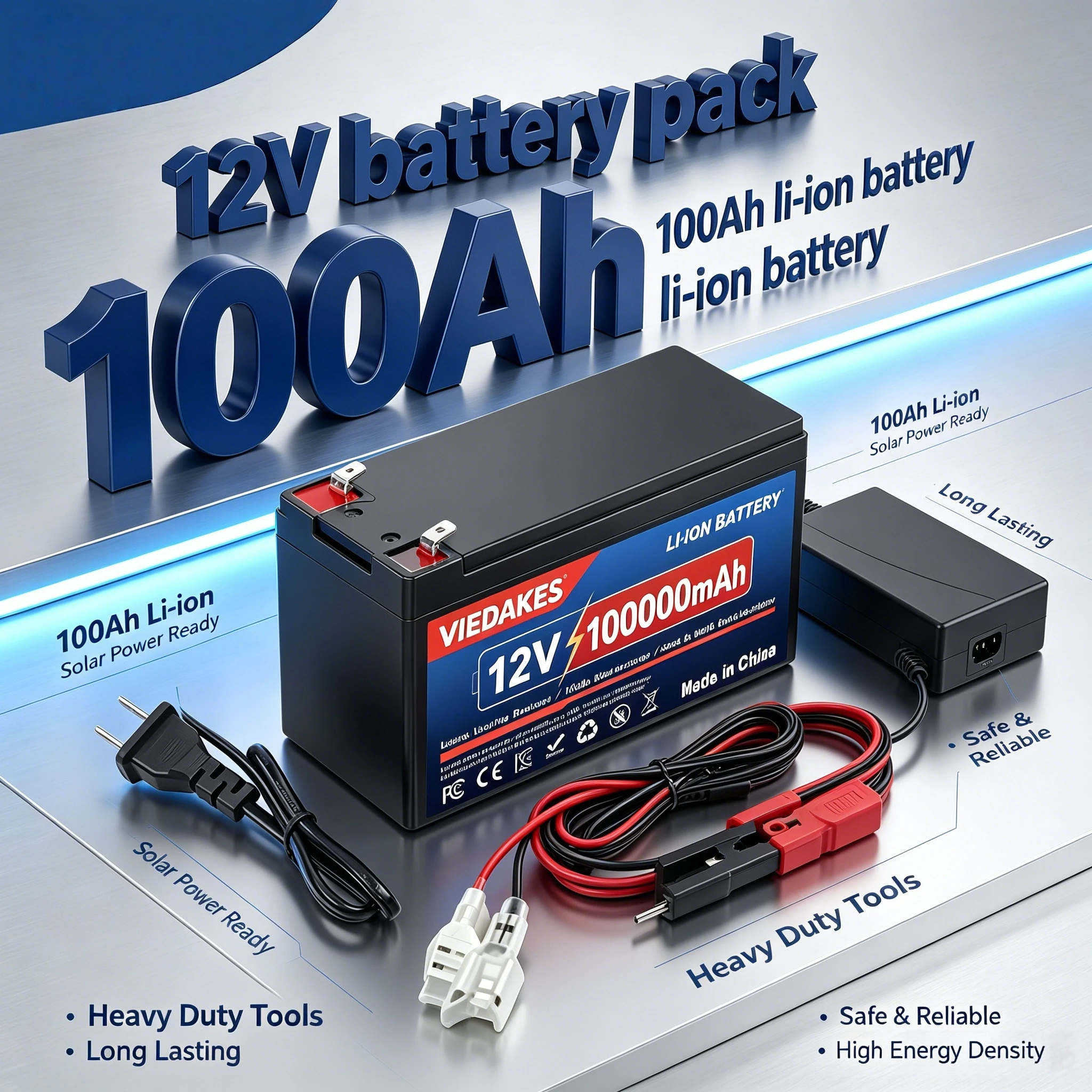 Portable 12V 100Ah Rechargeable Lithium Battery, replacing for Power Drills, Outdoor Travel, Household Small Appliances
Portable 12V 100Ah Rechargeable Lithium Battery, replacing for Power Drills, Outdoor Travel, Household Small Appliances
