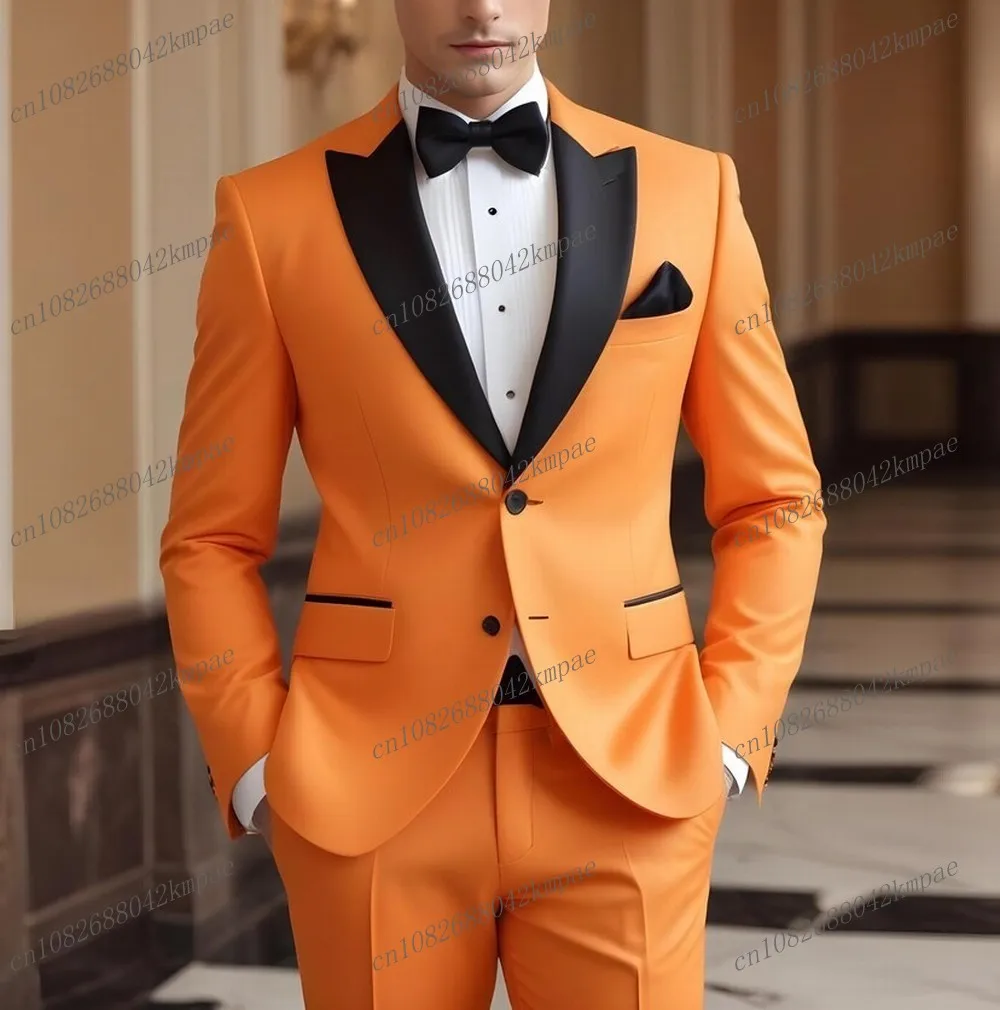 New Black Lapel Orange Formal Occasion Men Tuxedos Groom Groomsman Wedding Party Prom Business Male Suit 2 Piece Blazer Pants
New Black Lapel Orange Formal Occasion Men Tuxedos Groom Groomsman Wedding Party Prom Business Male Suit 2 Piece Blazer Pants
