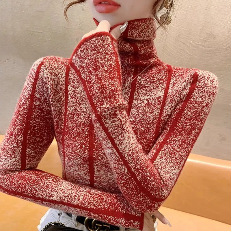 New Year Christmas Red Sweater Women Turtleneck Base Shirt Autumn Winter New Tight Thickened Pullover Elegant Inner Knitted Top
New Year Christmas Red Sweater Women Turtleneck Base Shirt Autumn Winter New Tight Thickened Pullover Elegant Inner Knitted Top