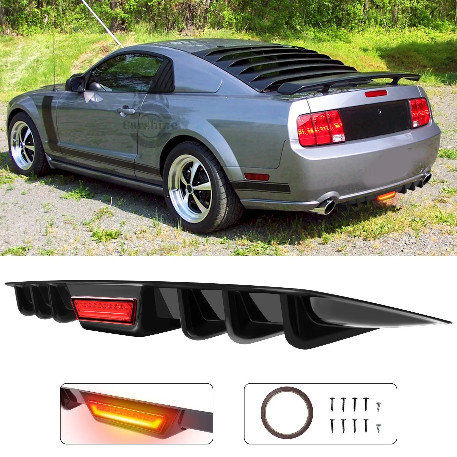 Glossy Black Rear Bumper Diffuser Canard w/LED Tail Light For Ford Mustang GT
Glossy Black Rear Bumper Diffuser Canard w/LED Tail Light For Ford Mustang GT