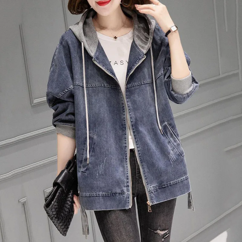 New Womens Hooded Denim Jacket Spring Autumn Casual Basic Coat Loose Female Motorcycle Outerwear Fashion Trench Coats Zipper 5XL
New Womens Hooded Denim Jacket Spring Autumn Casual Basic Coat Loose Female Motorcycle Outerwear Fashion Trench Coats Zipper 5XL
