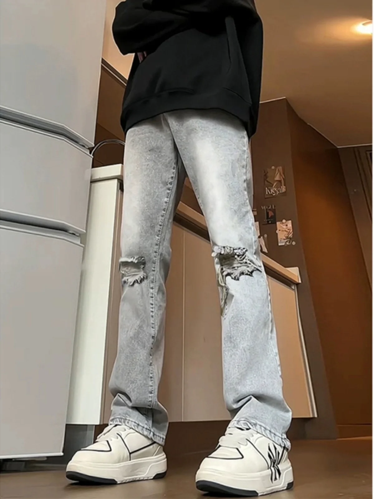 Men's Vintage American Sle Jeans Thin Straight High Waist Hole Design Cotton Polyester Blend Summer Wear Resistant Torn Jeans
Men's Vintage American Sle Jeans Thin Straight High Waist Hole Design Cotton Polyester Blend Summer Wear Resistant Torn Jeans