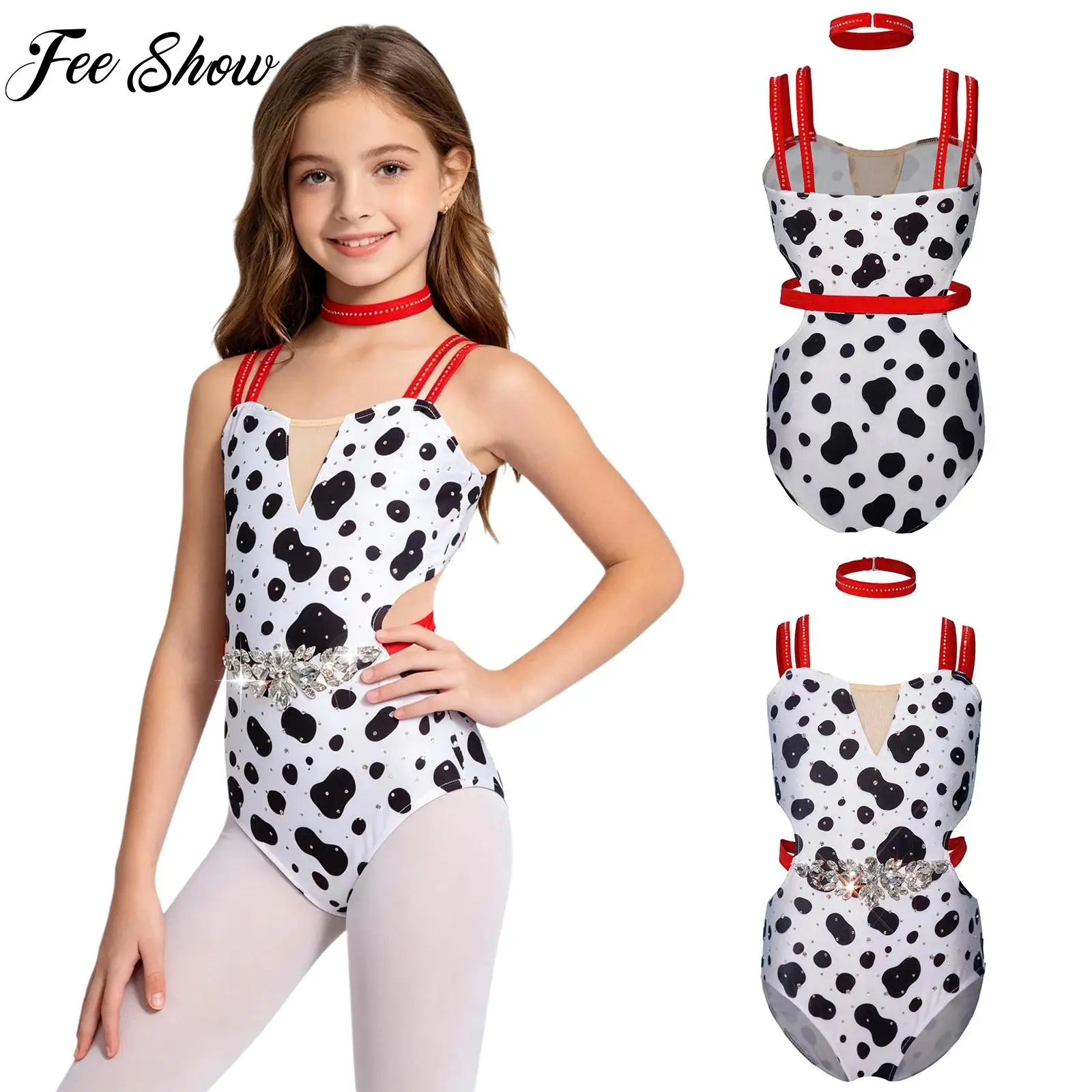 Kids Sparkly Rhinestone Dalmatian Leotard Sleeveless Double Straps with Necklace Stretchy Breathable Sparkle Stage Performance
Kids Sparkly Rhinestone Dalmatian Leotard Sleeveless Double Straps with Necklace Stretchy Breathable Sparkle Stage Performance