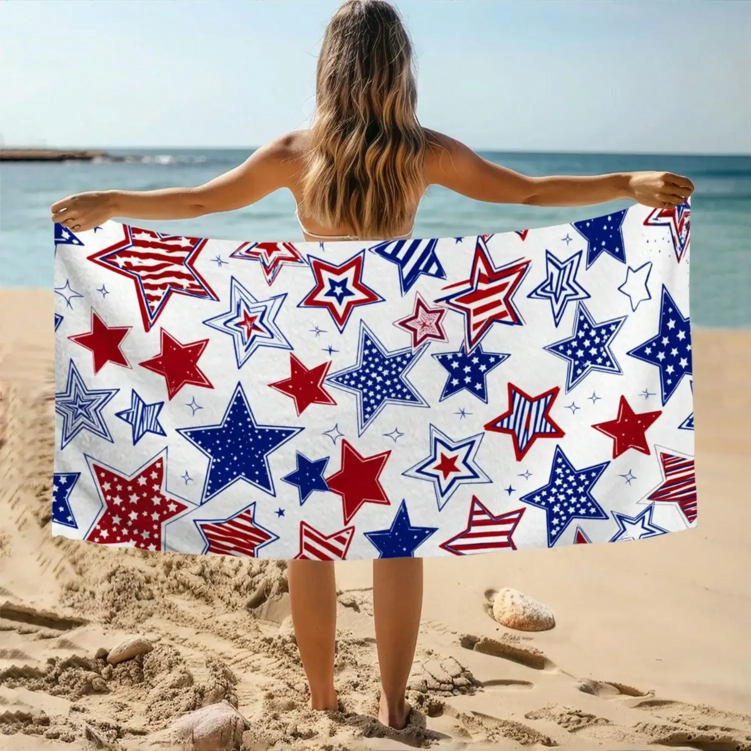 2026 Independence Day, the perfect gift,1 Pc Patriotic Star Red White Blue Star Pattern Sand-Proof Extra Large Multi-Functional Beach Towel Bath Towel, Two Large Sizes Available, Quick Dry Soft Sun-Protective Sand-Proof Comfortable Durable, For Beach Poo
2026 Independence Day, the perfect gift,1 Pc Patriotic Star Red White Blue Star Pattern Sand-Proof Extra Large Multi-Functional Beach Towel Bath Towel, Two Large Sizes Available, Quick Dry Soft Sun-Protective Sand-Proof Comfortable Durable, For Beach Poo