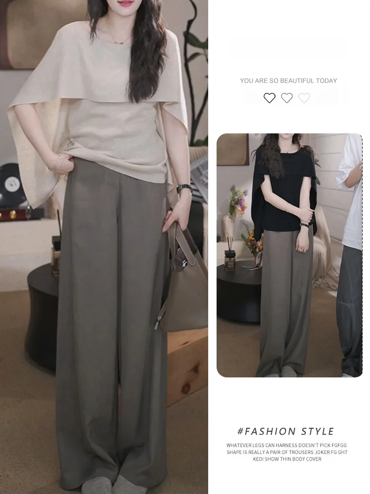 Laoqian Style Lazy Summer New Loose Casual Pants Two-Piece Set Women's Short Sleeve T-Shirt Cloak Style Fashion Comfortable
Laoqian Style Lazy Summer New Loose Casual Pants Two-Piece Set Women's Short Sleeve T-Shirt Cloak Style Fashion Comfortable