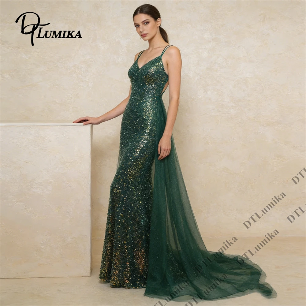 DTLumika 100% Actual Photo Emerald Mermaid Evening Dress with Tulle Train, Shiny Gold Decoration Women's Customized Prom Gown
DTLumika 100% Actual Photo Emerald Mermaid Evening Dress with Tulle Train, Shiny Gold Decoration Women's Customized Prom Gown
