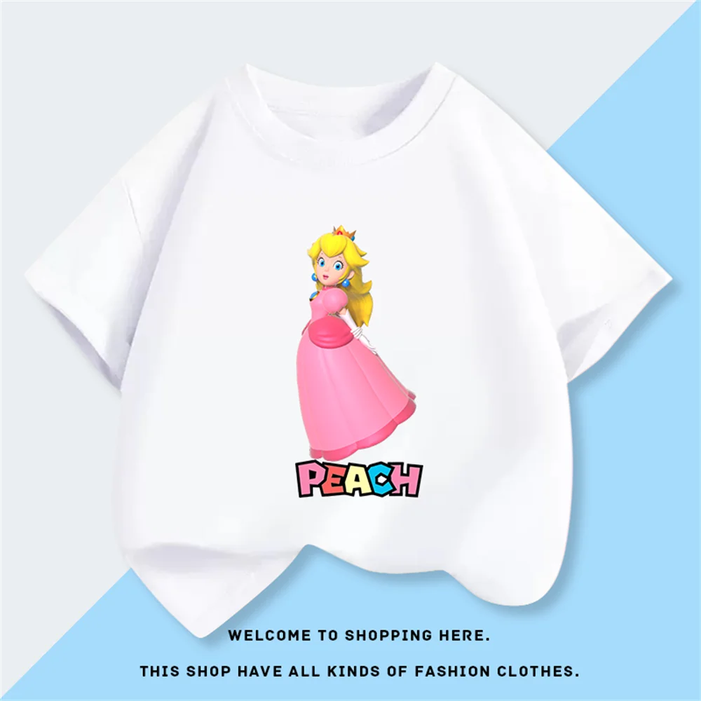 Футболки с короткими рукавами из чистого хлопка с принтом Princess Peach Blossom для девочек, новые летние топы 2025 года для маленьких и средних размеров чи
Футболки с короткими рукавами из чистого хлопка с принтом Princess Peach Blossom для девочек, новые летние топы 2025 года для маленьких и средних размеров чи
