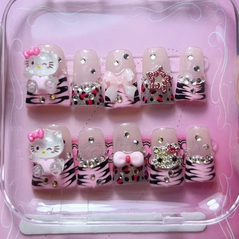 10 шт., накладные ногти ручной работы с розовым бантом HelloKitty Y2k, накладные ногти с французским краем, стразы, акриловые накладные ногти для женщин
10 шт., накладные ногти ручной работы с розовым бантом HelloKitty Y2k, накладные ногти с французским краем, стразы, акриловые накладные ногти для женщин