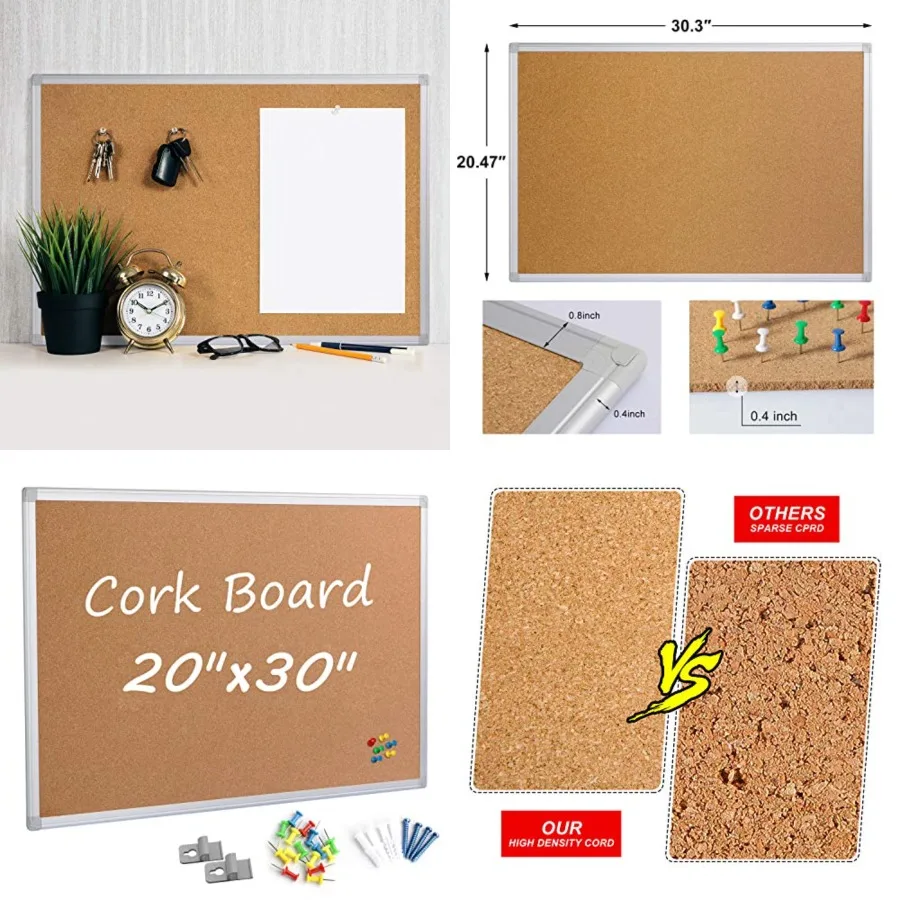 Cork Board Bulletin Board 20 x 30 Inch, Silver Aluminium Framed Corkboard, Office Board for Wall Cork, Large Wall Mounted Notic
Cork Board Bulletin Board 20 x 30 Inch, Silver Aluminium Framed Corkboard, Office Board for Wall Cork, Large Wall Mounted Notic
