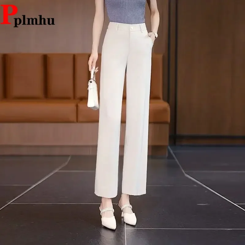 High Waist Straight Suit Pants New Women Korea Casual Spring Summer Spodnie Elegant OL Calcas Ice Silk Office Classic Pantalones
High Waist Straight Suit Pants New Women Korea Casual Spring Summer Spodnie Elegant OL Calcas Ice Silk Office Classic Pantalones
