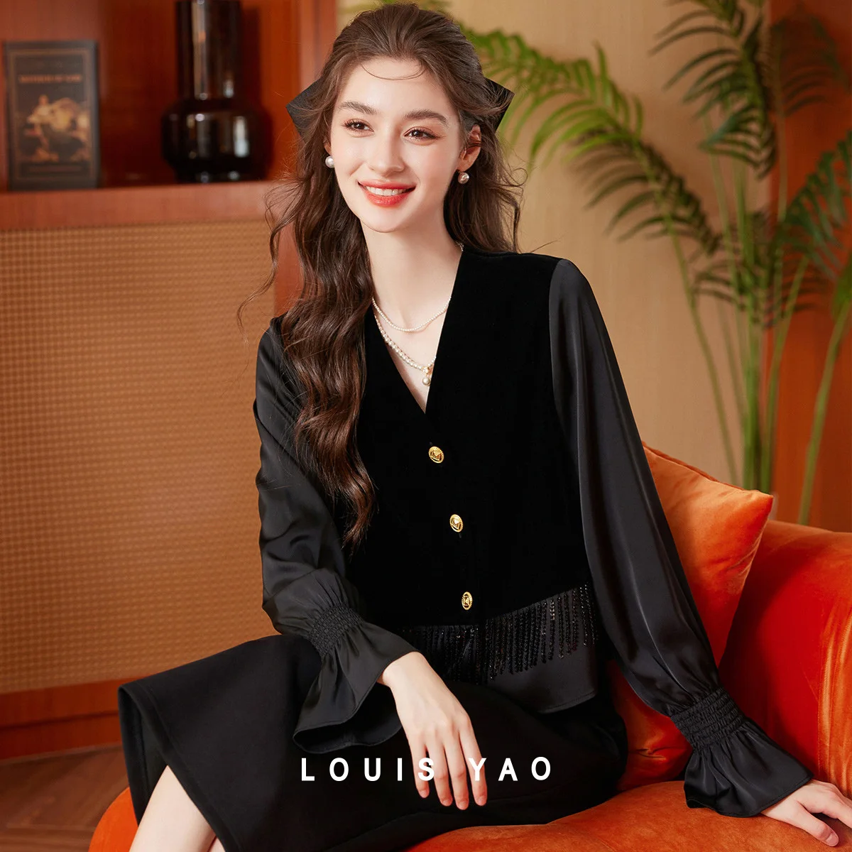 LOUIS YAO New Elegant Design Shirt Coat 2025 Autumn V-Neck Contrast Colours Tops Button Detail Fringe Patchwork Women's Shirt
LOUIS YAO New Elegant Design Shirt Coat 2025 Autumn V-Neck Contrast Colours Tops Button Detail Fringe Patchwork Women's Shirt