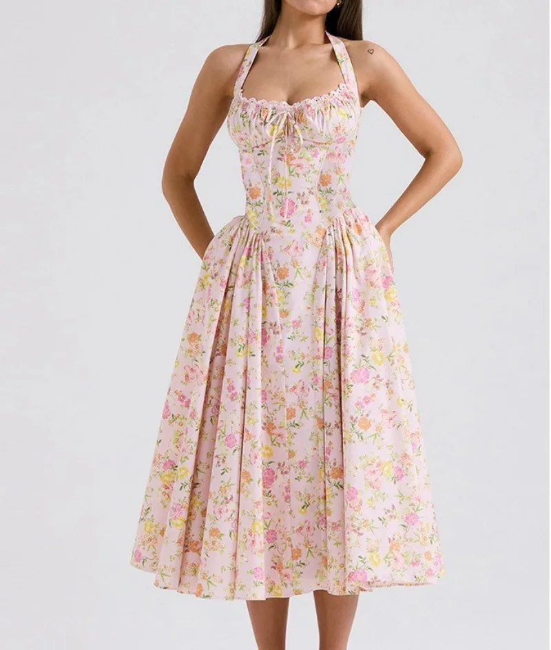 Summer Floral Print Maxi Dresses for Women Sexy Elegant Women Backless Lace Up Bandage Dress French Party Dresses Birthday Robe
Summer Floral Print Maxi Dresses for Women Sexy Elegant Women Backless Lace Up Bandage Dress French Party Dresses Birthday Robe