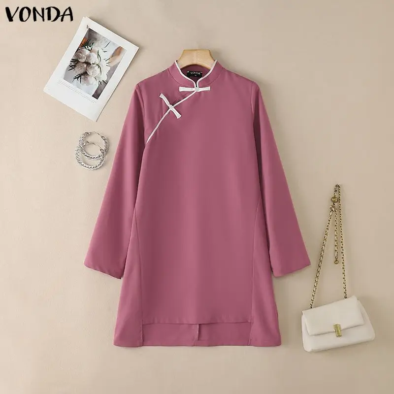 VONDA Summer Autumn Women Plus Size Blouse Stand Collar Long Tops Blouse Irregular Tee Long Sleeve OL Party Blusas Streetwear
VONDA Summer Autumn Women Plus Size Blouse Stand Collar Long Tops Blouse Irregular Tee Long Sleeve OL Party Blusas Streetwear