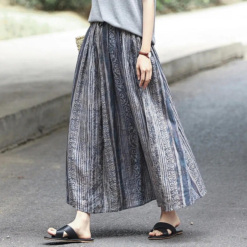 High-End plus Size Women's Summer New Print Midi Loose Cotton Linen Skirt A-Line Skirt Comfortable Elastic Waist Commute Style
High-End plus Size Women's Summer New Print Midi Loose Cotton Linen Skirt A-Line Skirt Comfortable Elastic Waist Commute Style