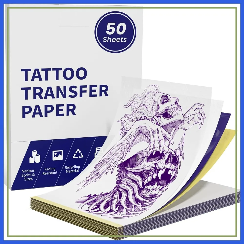 Tattoo Transfer Paper, 50pcs A4 Size 8.26"x11.69", Thermal Stencil Paper, 4 Layers Tracing Paper, Compatible with M08F/A886/A887/P90/ITP05 Printer & Tattoo Kit Supplies
Tattoo Transfer Paper, 50pcs A4 Size 8.26"x11.69", Thermal Stencil Paper, 4 Layers Tracing Paper, Compatible with M08F/A886/A887/P90/ITP05 Printer & Tattoo Kit Supplies