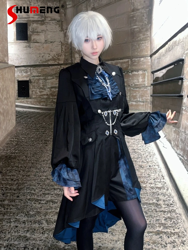 Goth Prince Clothes Set New Spring Summer Women's Cool Black Shirt Irregular Vest Shorts 3 Piece Set Lolita Cosplay Costumes
Goth Prince Clothes Set New Spring Summer Women's Cool Black Shirt Irregular Vest Shorts 3 Piece Set Lolita Cosplay Costumes
