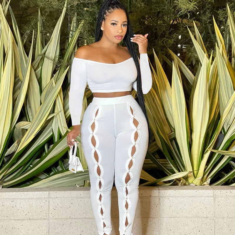 Sexy 2 Piece Suits Women Outfits Fall Clothes Long Sleeve Slash Neck Crop Top + Hollow Out Pencil Pants Set Fashion Club Clothes
Sexy 2 Piece Suits Women Outfits Fall Clothes Long Sleeve Slash Neck Crop Top + Hollow Out Pencil Pants Set Fashion Club Clothes
