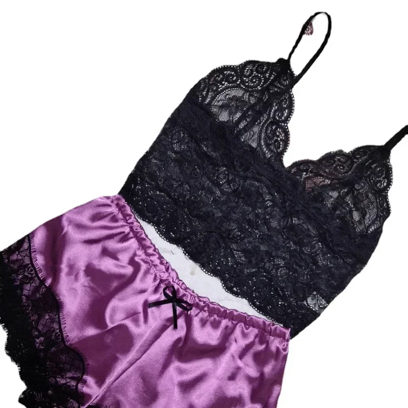Lace Silk Crop Top and Shorts Pajama Set for Women Sexy Sleepwear 2 Pieces Casual Nightwear Pijamas
Lace Silk Crop Top and Shorts Pajama Set for Women Sexy Sleepwear 2 Pieces Casual Nightwear Pijamas