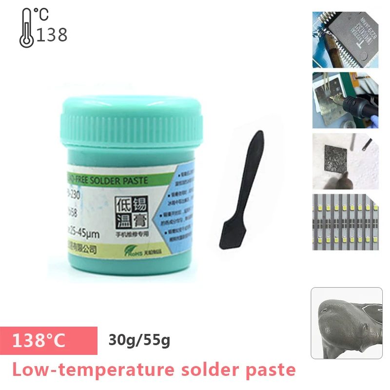 Lead-free Tin Solder Paste Low Temperature Melting Point 138°C Welding Flux For LED SMD Rework Station Repair Welding Tin Paste
Lead-free Tin Solder Paste Low Temperature Melting Point 138°C Welding Flux For LED SMD Rework Station Repair Welding Tin Paste