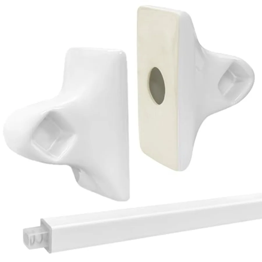 24 Inch Adjustable Towel Bar Set - 2 Packs White Ceramic Porcelain Brackets + Spring End Replacement Rod, Flat Back Wall/Tile M
24 Inch Adjustable Towel Bar Set - 2 Packs White Ceramic Porcelain Brackets + Spring End Replacement Rod, Flat Back Wall/Tile M