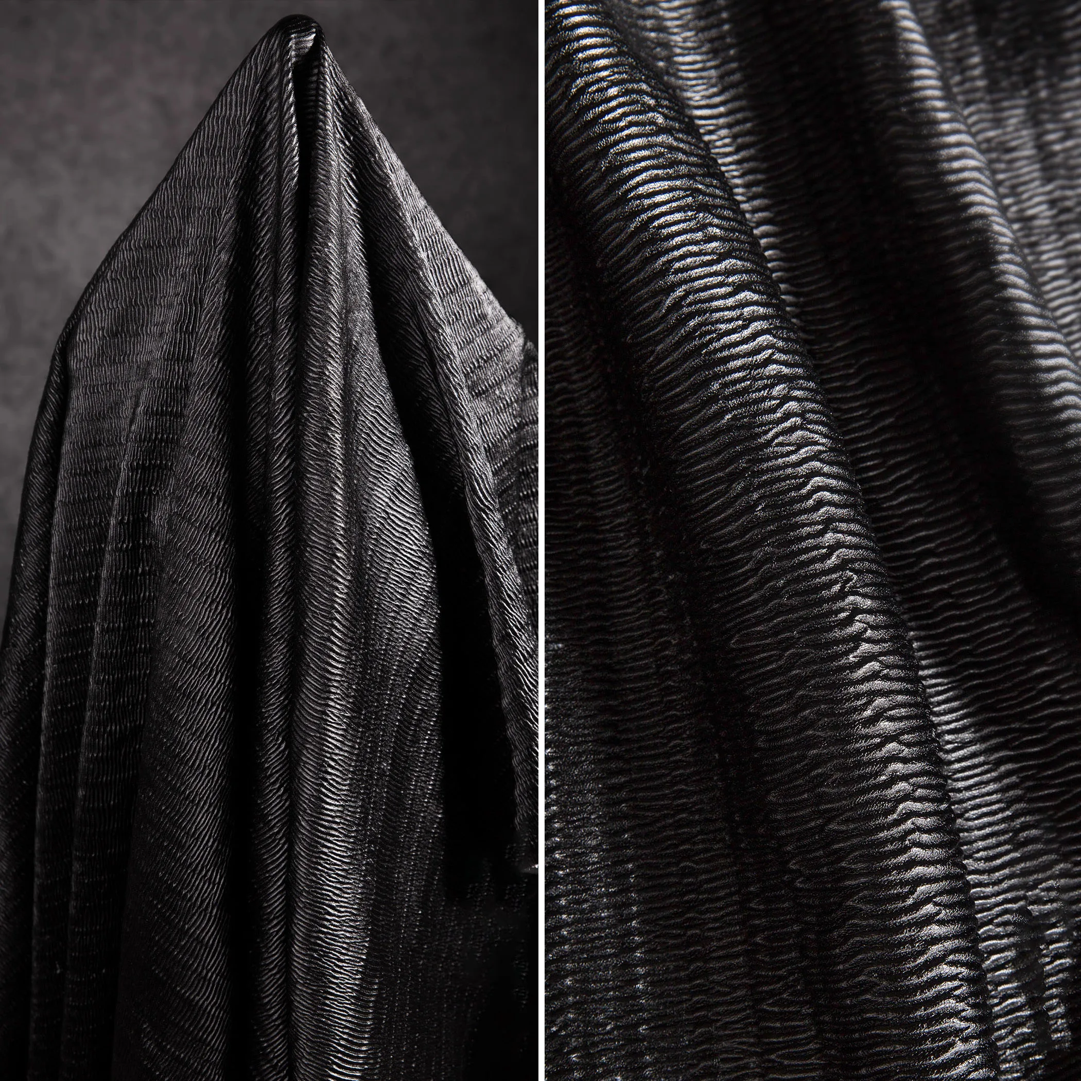 1 ярд, черная разобранная тонкая зубочистка, сложенная кожаная ткань, 3D морщинистая текстура, ткань, пальто, юбка, дизайнерская ткань для одежды 
1 ярд, черная разобранная тонкая зубочистка, сложенная кожаная ткань, 3D морщинистая текстура, ткань, пальто, юбка, дизайнерская ткань для одежды