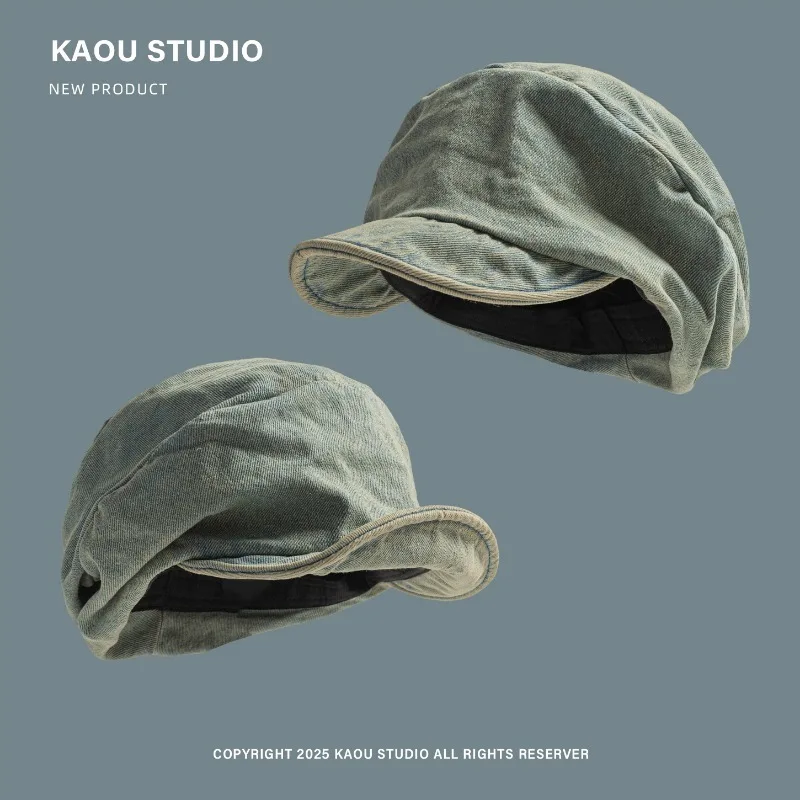 Японская простая джинсовая кепка для газетчика в большой версии, женская весенне-осенняя нишевая плиссированная универсальная трендовая кепка Yuppie с мягкими полями 
Японская простая джинсовая кепка для газетчика в большой версии, женская весенне-осенняя нишевая плиссированная универсальная трендовая кепка Yuppie с мягкими полями