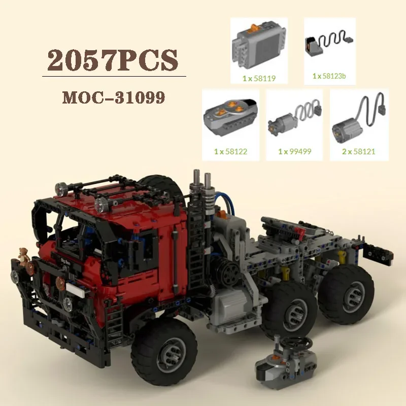 MOC-31099 All Terrain Off-road Truck Remote Control 6x6 Building Blocks 2057PCS Adult Boy Birthday Christmas Gift Toy Model
MOC-31099 All Terrain Off-road Truck Remote Control 6x6 Building Blocks 2057PCS Adult Boy Birthday Christmas Gift Toy Model