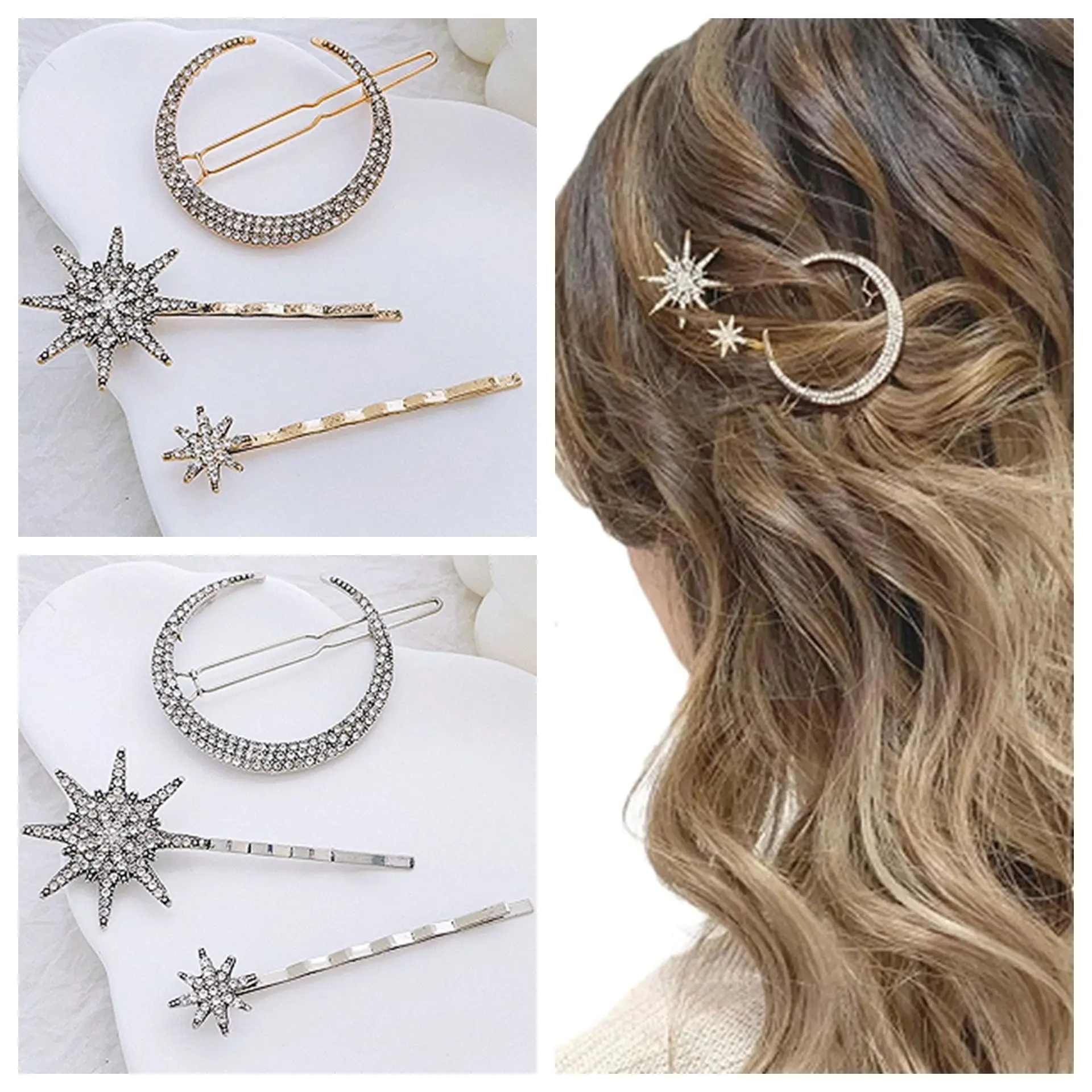 2026 New European and American Cross-border Star Moon Set Metal Diamond Hairpin Retro One-word Clip Bridal Headgear Frog Buckle 1PC
2026 New European and American Cross-border Star Moon Set Metal Diamond Hairpin Retro One-word Clip Bridal Headgear Frog Buckle 1PC
