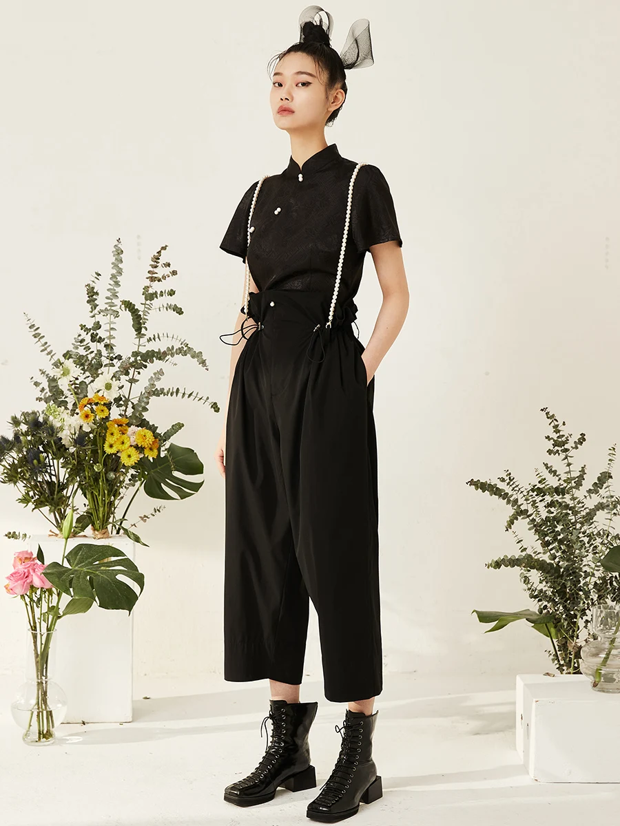 Bla Bud Pants with oulder Straps Seven-Foot Length No Pearl Straps High Waist Lantern Pants Asymmetrical Loose Fit Casual...
Bla Bud Pants with oulder Straps Seven-Foot Length No Pearl Straps High Waist Lantern Pants Asymmetrical Loose Fit Casual...