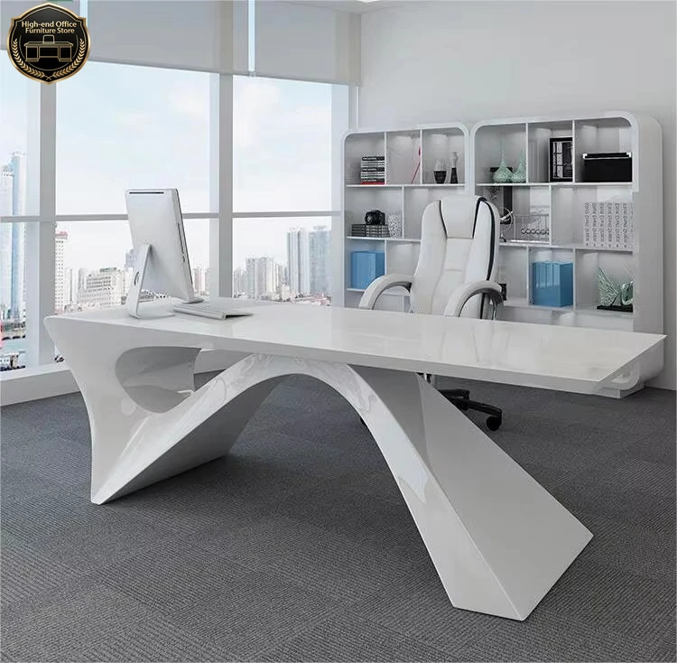 Modern new president's office desk and chair white high-end design office furniture
Modern new president's office desk and chair white high-end design office furniture