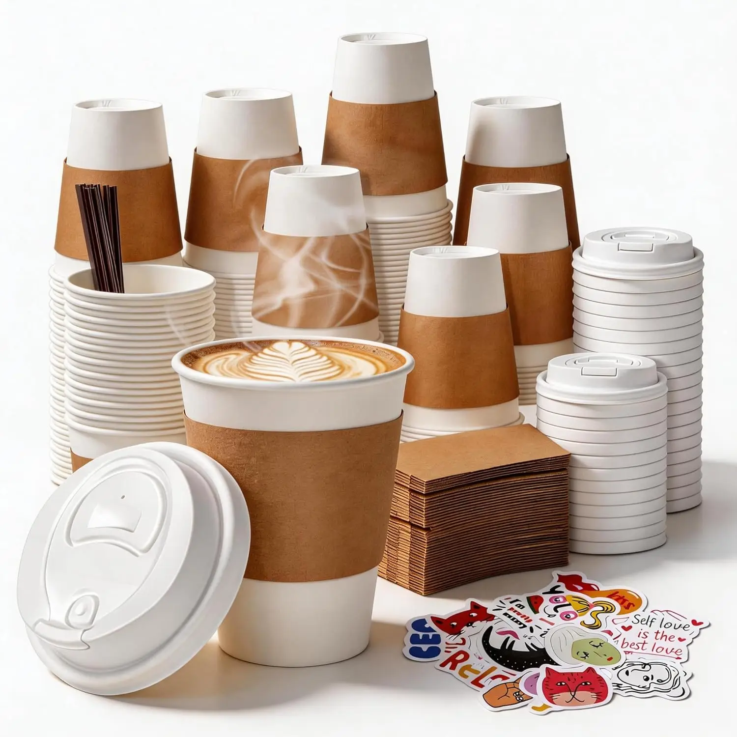 12 oz Disposable Coffee Cups with Lids 100 Pack, Leak-Proof To Go Cups for Hot Chocolate, Office, Coffee Bar
12 oz Disposable Coffee Cups with Lids 100 Pack, Leak-Proof To Go Cups for Hot Chocolate, Office, Coffee Bar