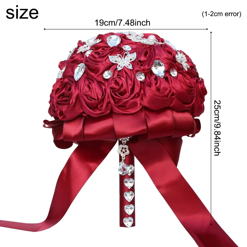 Amazon Korean Dark Red Bridal Bouquet, Satin Rose Rhinestone Silver Leaf Bouquet Wedding W414B
Amazon Korean Dark Red Bridal Bouquet, Satin Rose Rhinestone Silver Leaf Bouquet Wedding W414B