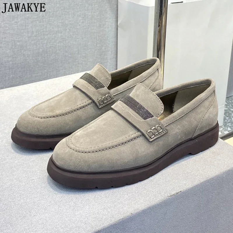Low Top Suede Leather Women Loafers Flat Heel Lazy Shoes Thick Sole Casual Walking Shoes Spring Designer Oxfords Shoes Women
Low Top Suede Leather Women Loafers Flat Heel Lazy Shoes Thick Sole Casual Walking Shoes Spring Designer Oxfords Shoes Women