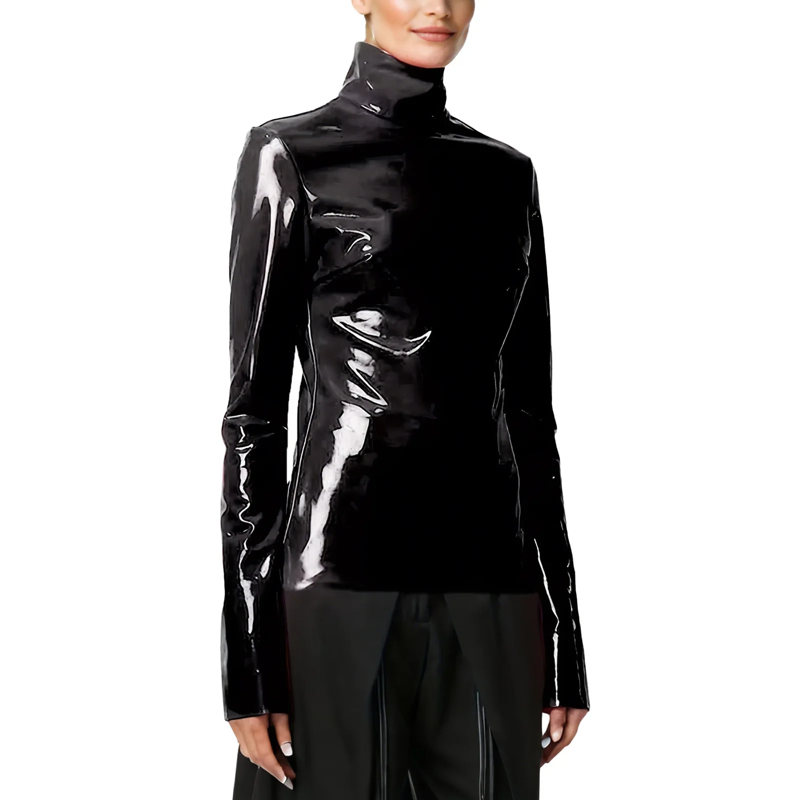 Large Size PU Leather Zipper Club Women's Top Shiny Surface Street Style High Waist Slim Fit Long Sleeve T-Shirt for Ladies
Large Size PU Leather Zipper Club Women's Top Shiny Surface Street Style High Waist Slim Fit Long Sleeve T-Shirt for Ladies